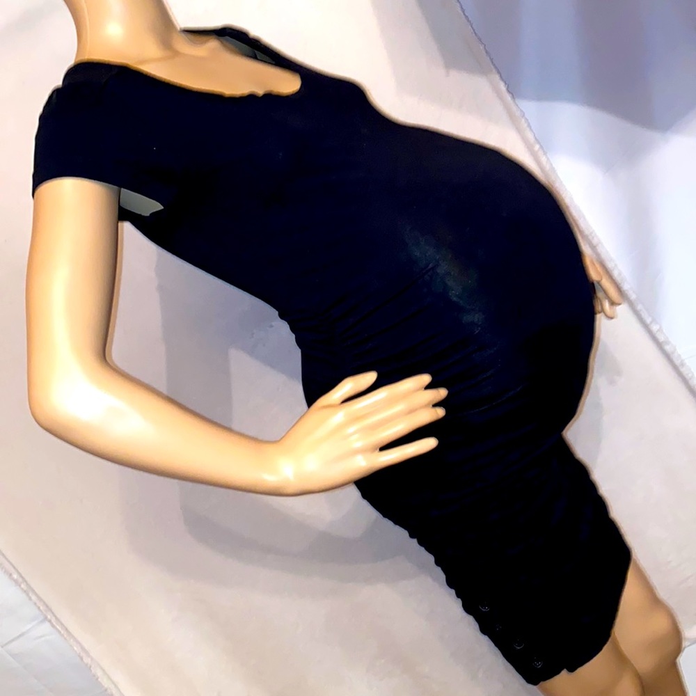 NWOT 🤰🏻Black sexy rayon spandex button detail XS maternity/plus body-con dress